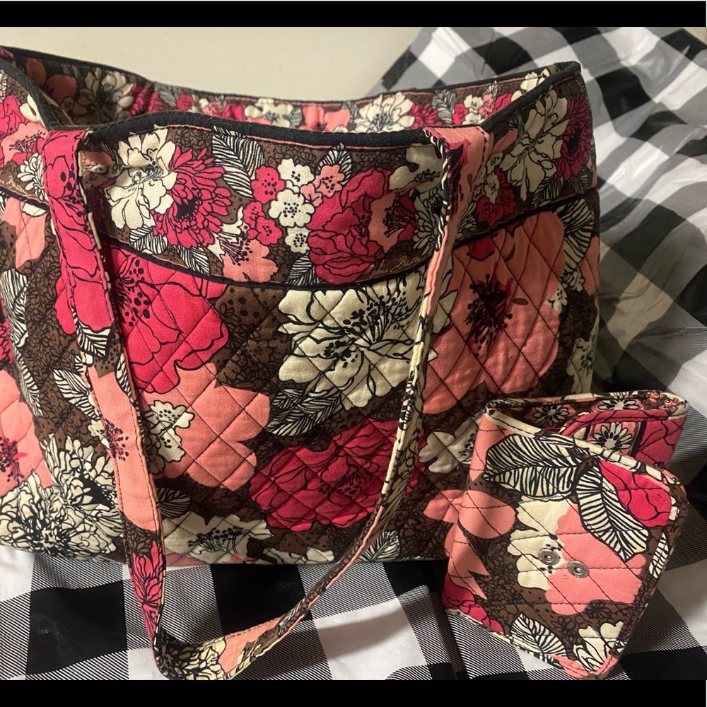 Vera Bradley Purse & Wallet - pink and brown